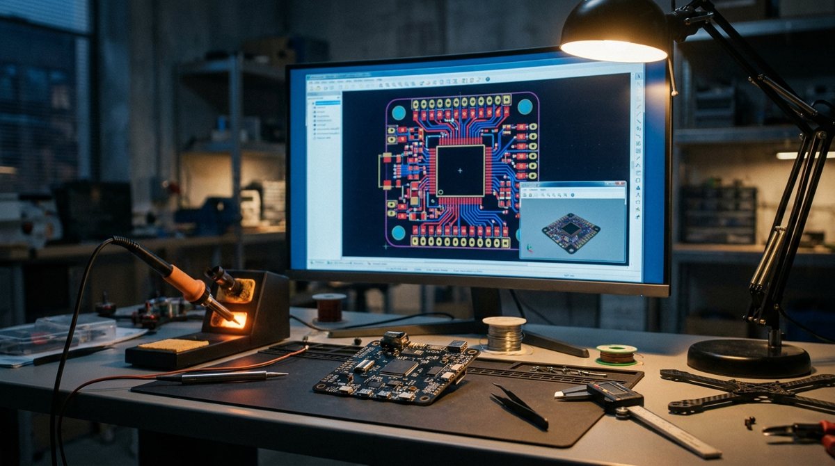 フライトコントローラー基板の回路・レイアウト設計と試作のイメージ