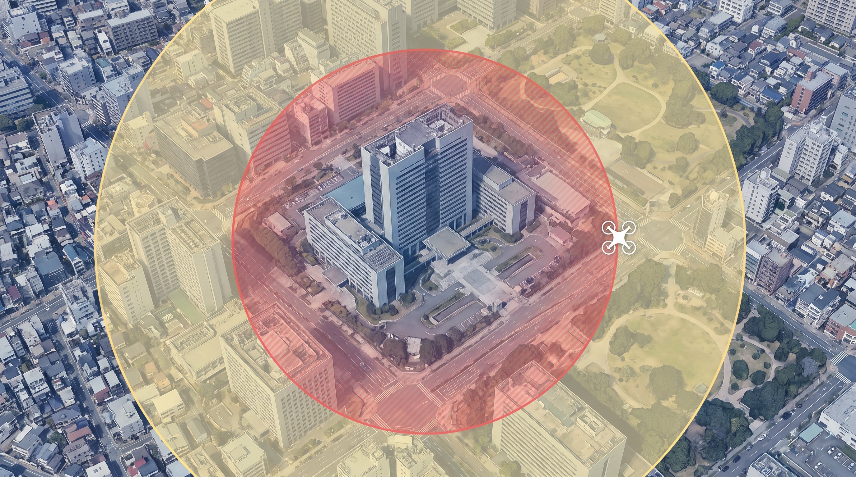 重要施設周辺の飛行禁止区域を示す地図のイメージ