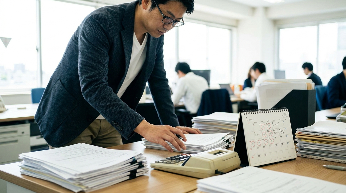 助成金の書類を確認するイメージ